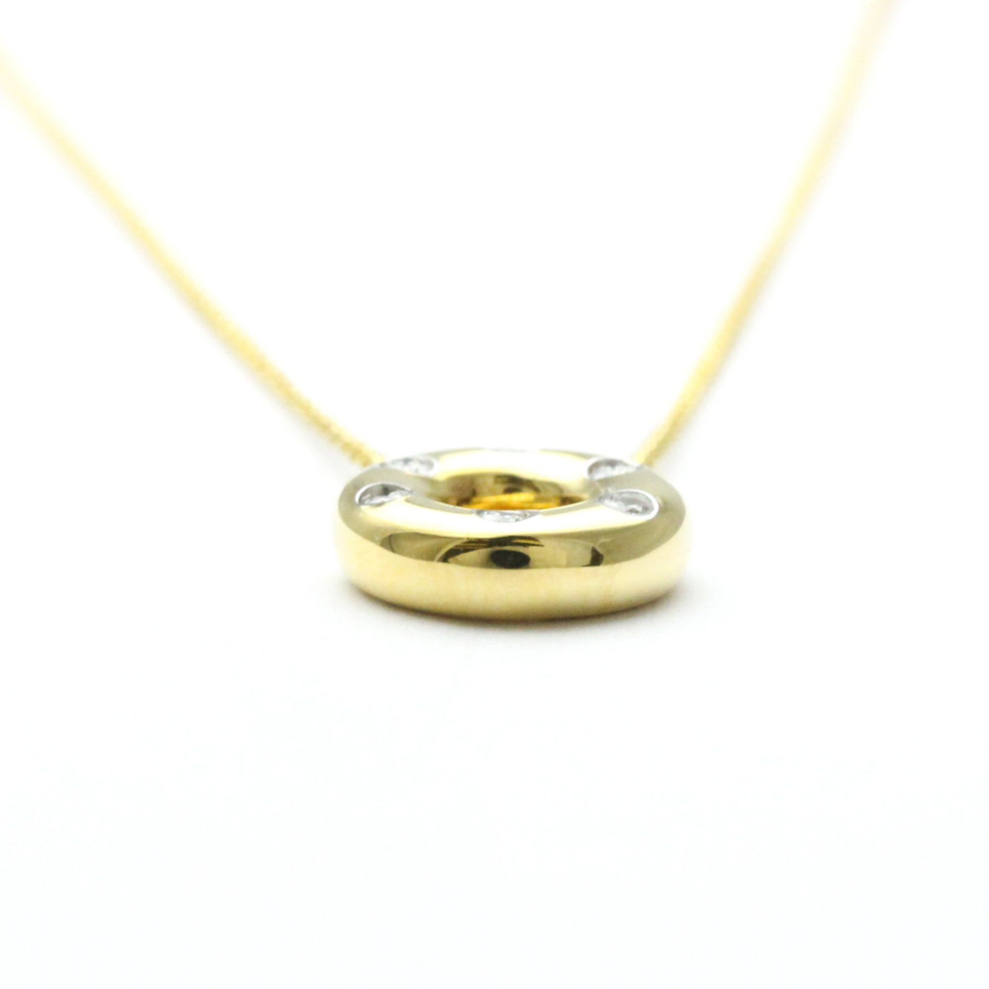 Tiffany Dots Circle Diamond Platinum,Yellow Gold (18K) Diamond Men,Women Fashion Pendant Necklace (Gold)