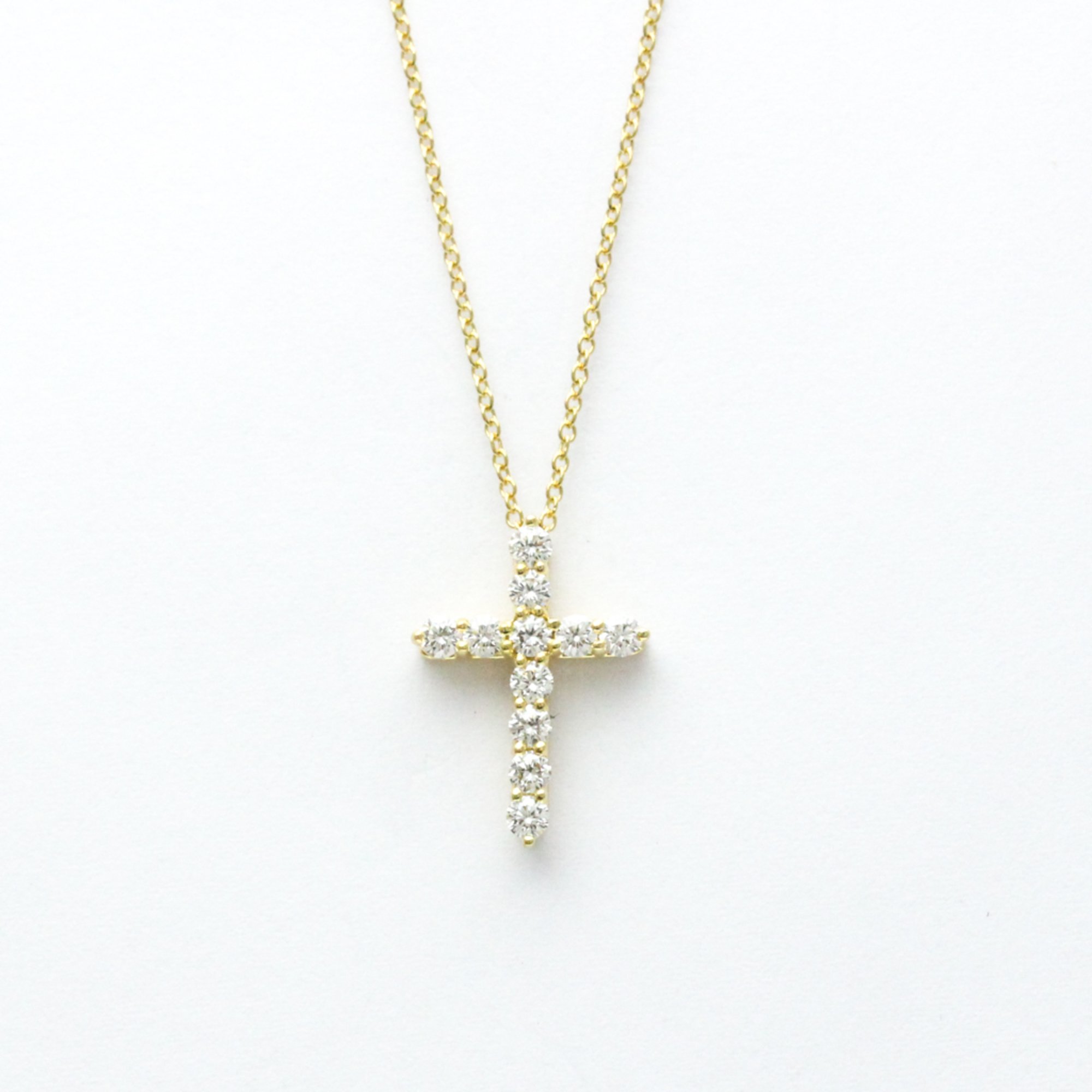 Tiffany Small Cross Diamond Pendant Yellow Gold (18K) Diamond Men,Women Fashion Pendant Necklace (Gold)