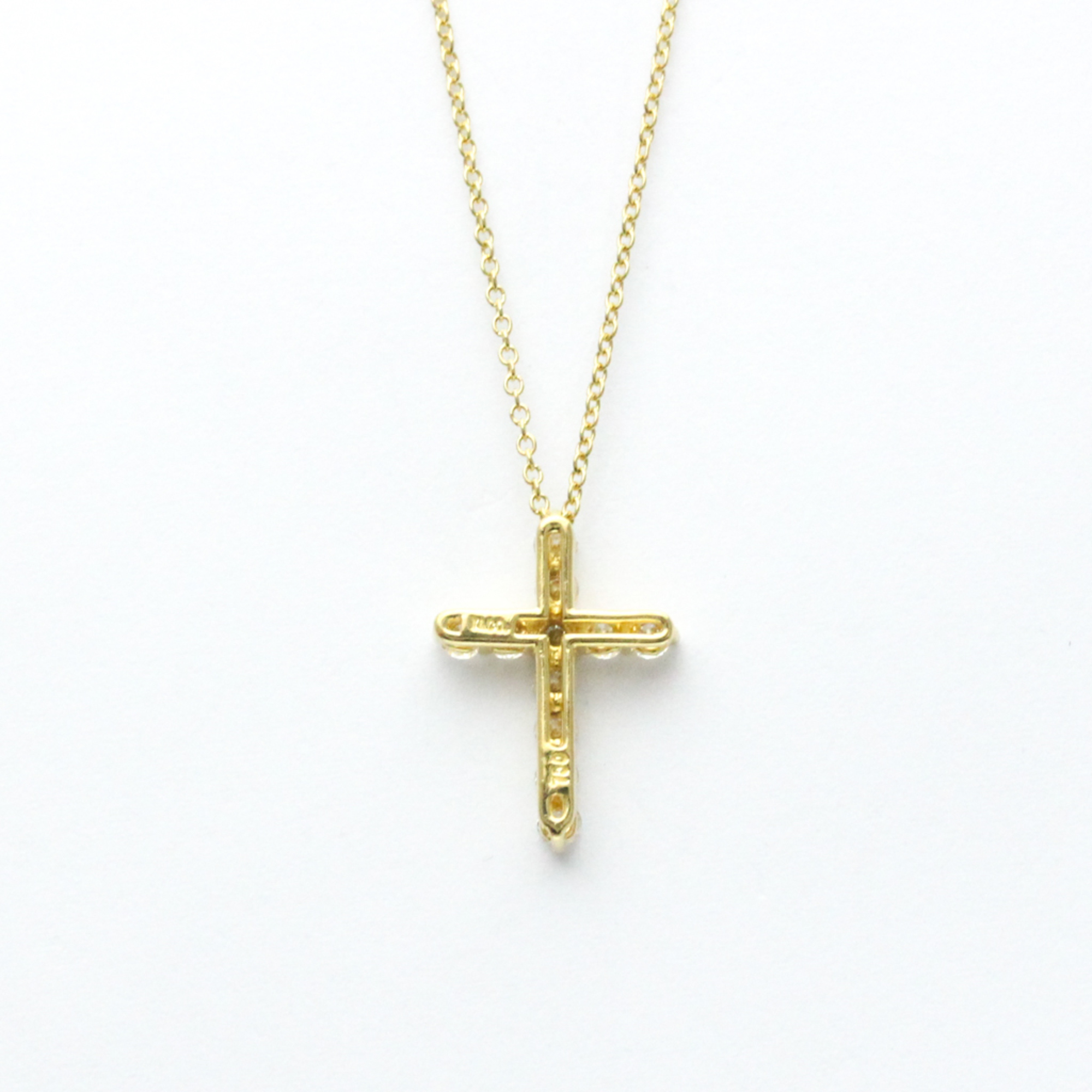 Tiffany Small Cross Diamond Pendant Yellow Gold (18K) Diamond Men,Women Fashion Pendant Necklace (Gold)