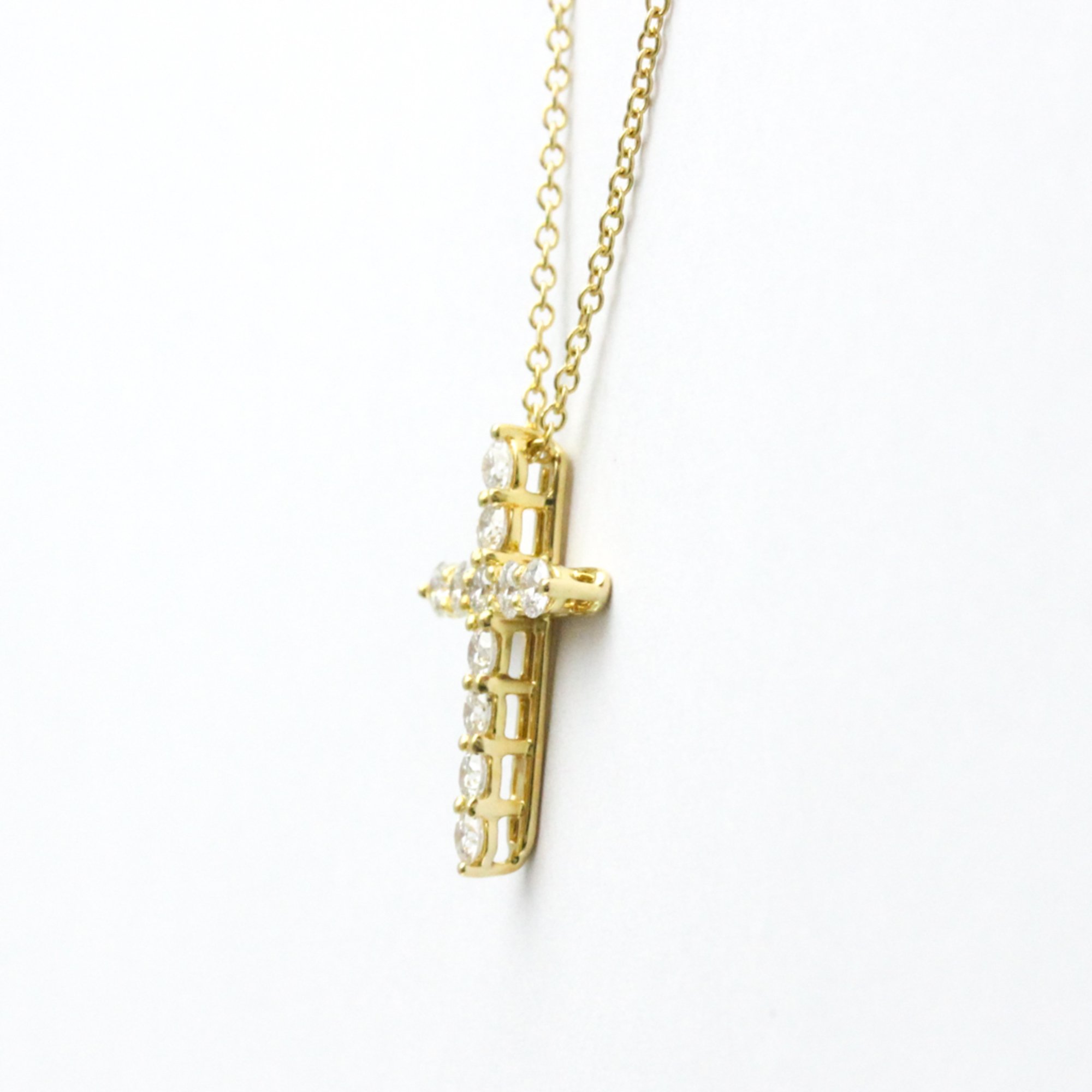 Tiffany Small Cross Diamond Pendant Yellow Gold (18K) Diamond Men,Women Fashion Pendant Necklace (Gold)