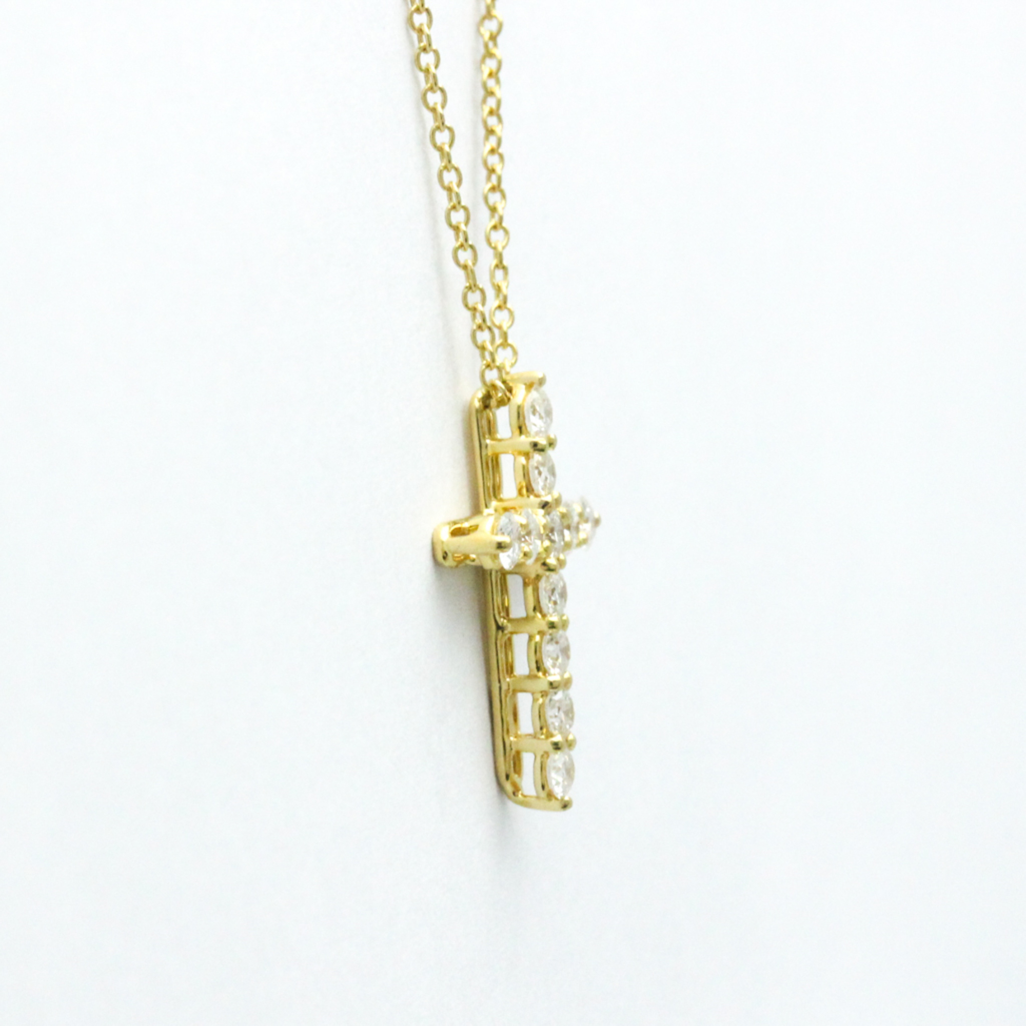 Tiffany Small Cross Diamond Pendant Yellow Gold (18K) Diamond Men,Women Fashion Pendant Necklace (Gold)