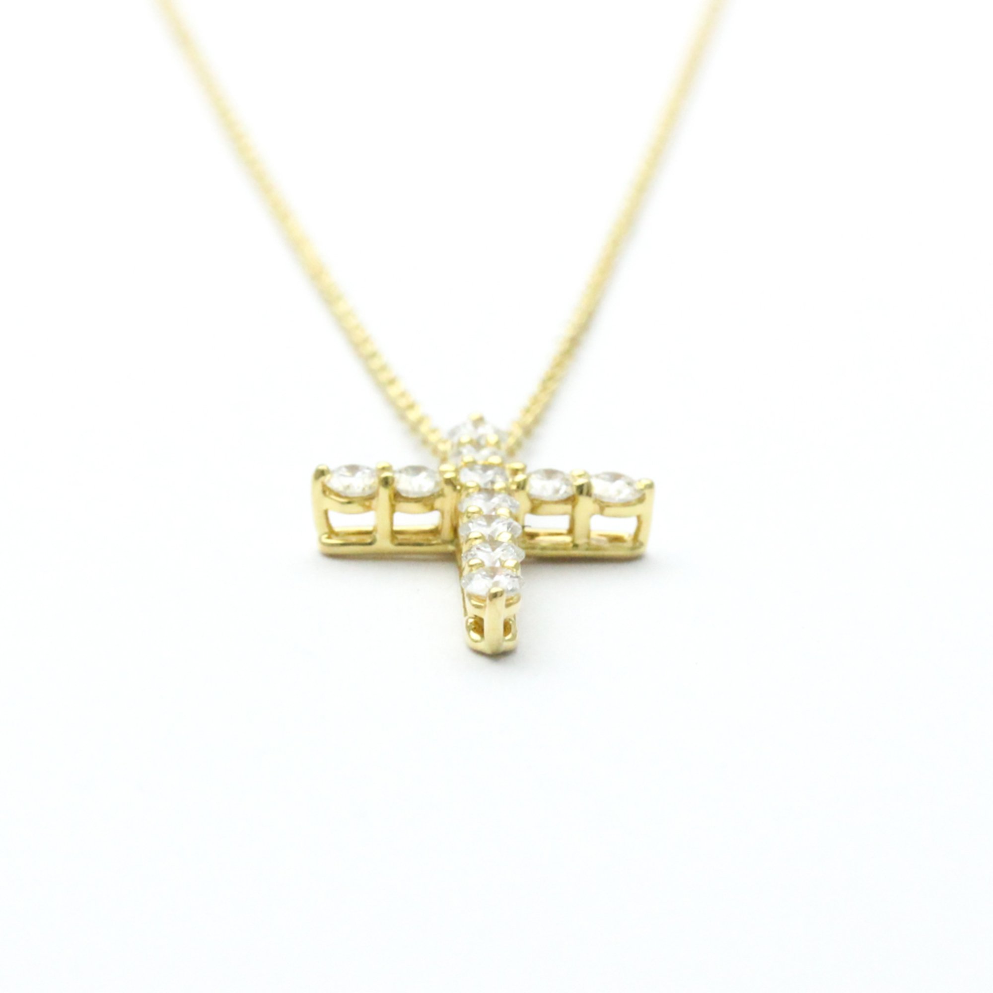 Tiffany Small Cross Diamond Pendant Yellow Gold (18K) Diamond Men,Women Fashion Pendant Necklace (Gold)