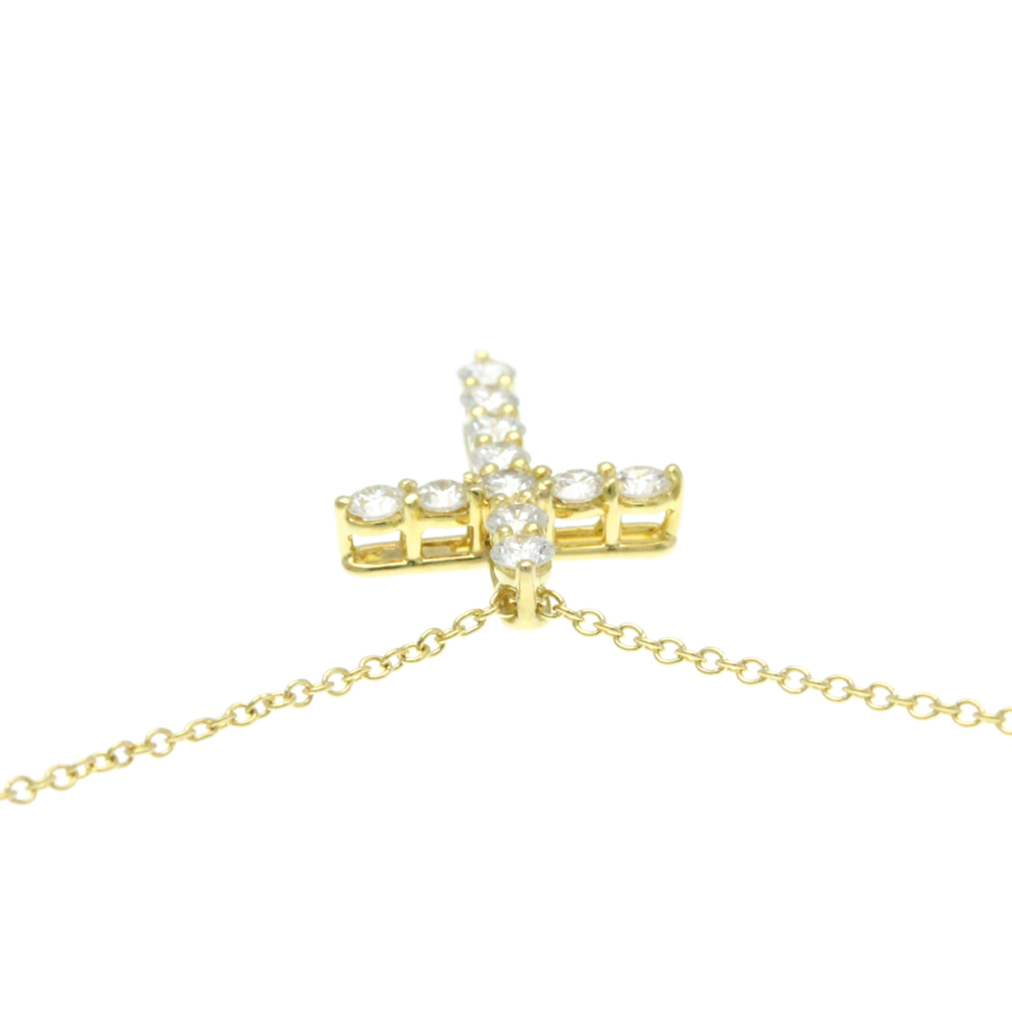 Tiffany Small Cross Diamond Pendant Yellow Gold (18K) Diamond Men,Women Fashion Pendant Necklace (Gold)