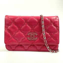 CHANEL Chanel Ultra Stitch Chain Wallet Coco Mark Long Lambskin Red Women's