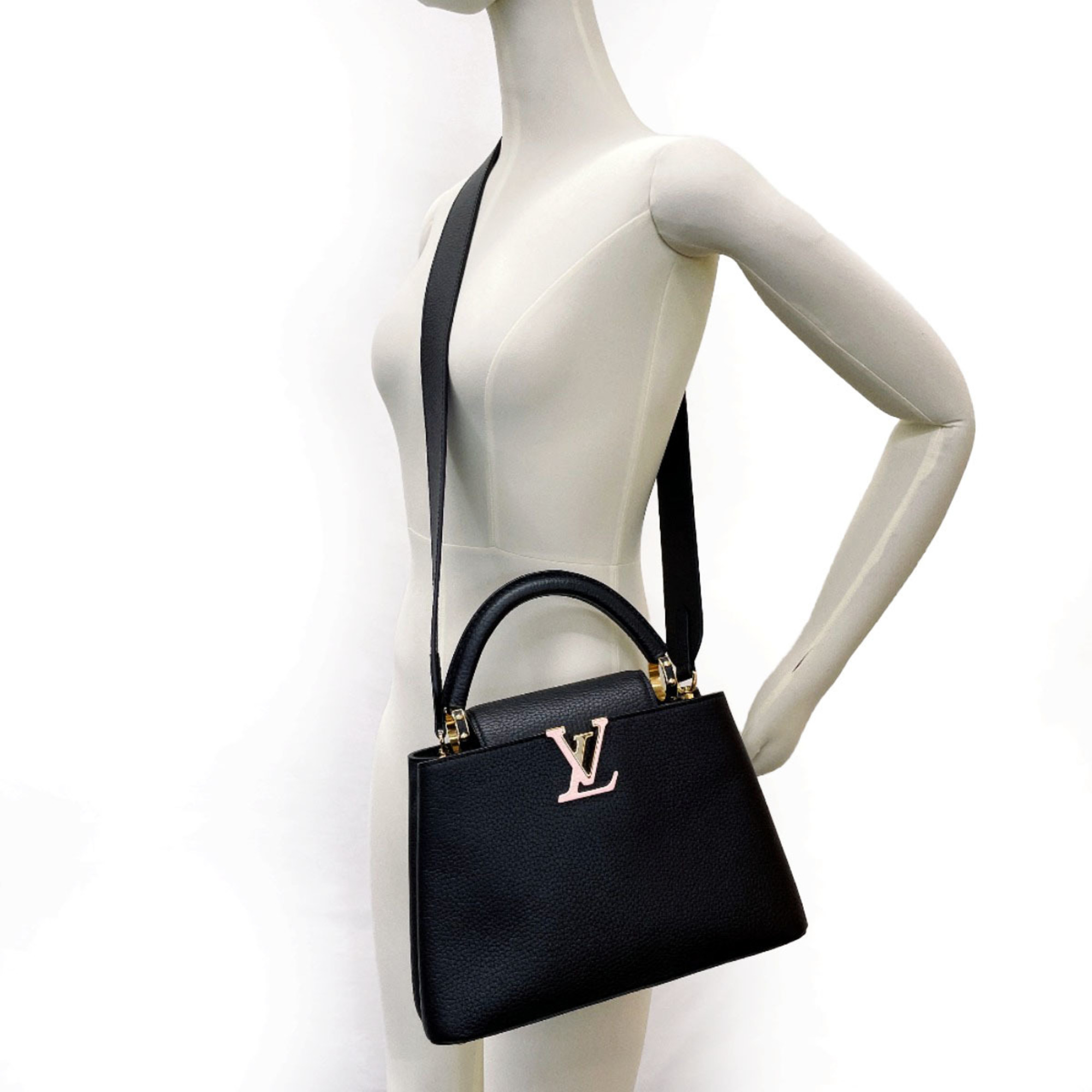 LOUIS VUITTON Capucines BB M21641 Handbag Taurillon Black Women's