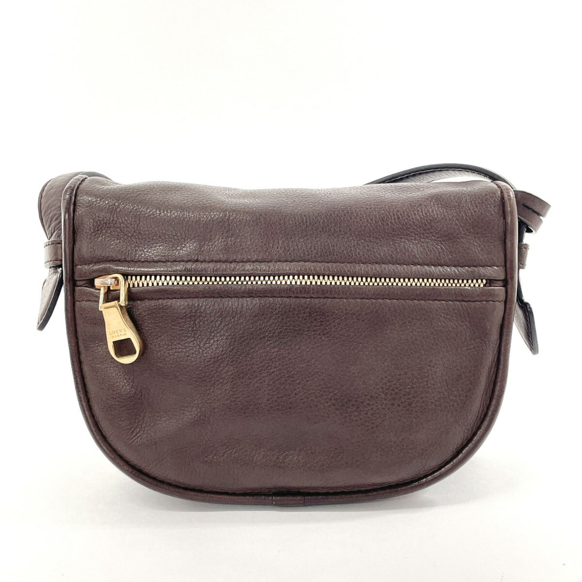 LOEWE Heritage Shoulder Bag Leather Dark Brown Women's