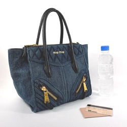 Miu Miu MIU Biker RN1032 Handbag Denim/Leather Blue Women's