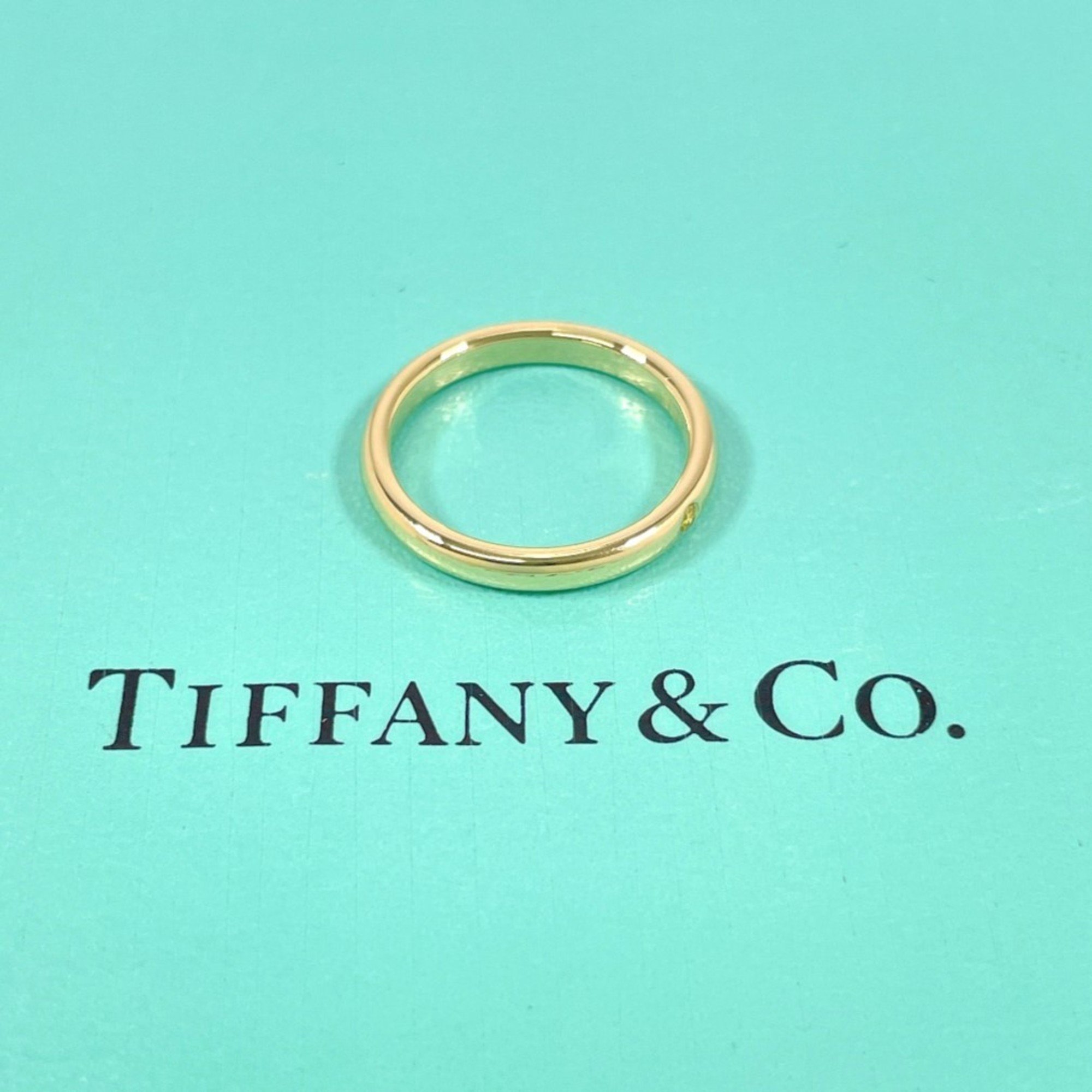 TIFFANY&Co. Tiffany Stacking Band Ring Elsa Peretti K18 Yellow Gold/Diamond 12.5 Gold Women's