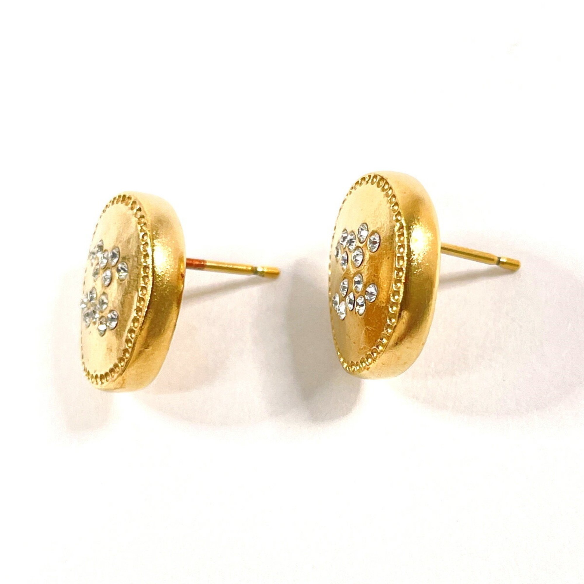 CHANEL Coco Mark AB2146 Earrings Metal/Rhinestone Gold C19 A Stamp Women's