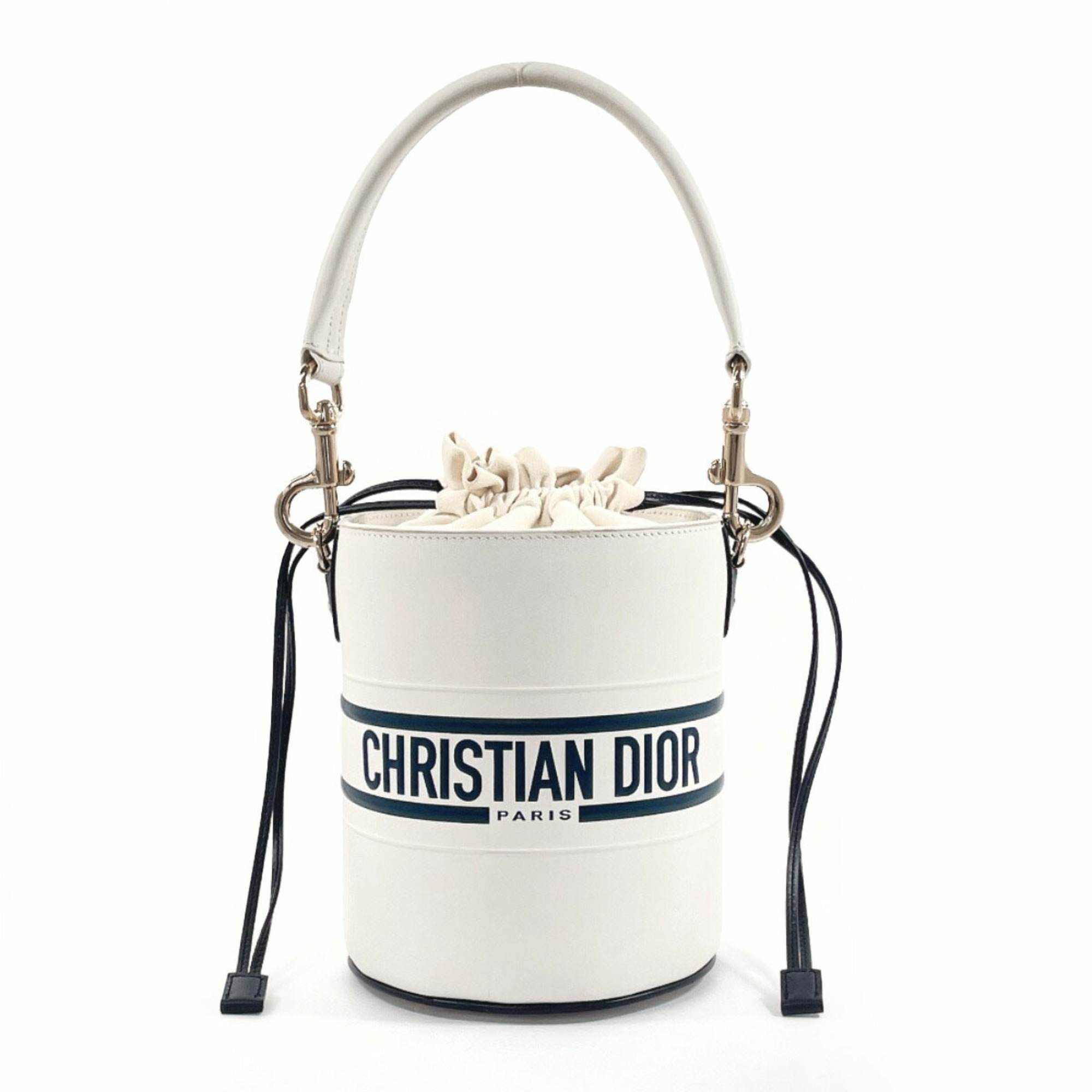 Christian Dior Dior Vibe Bucket Micro S6250OSGQ Handbag Leather White Women's