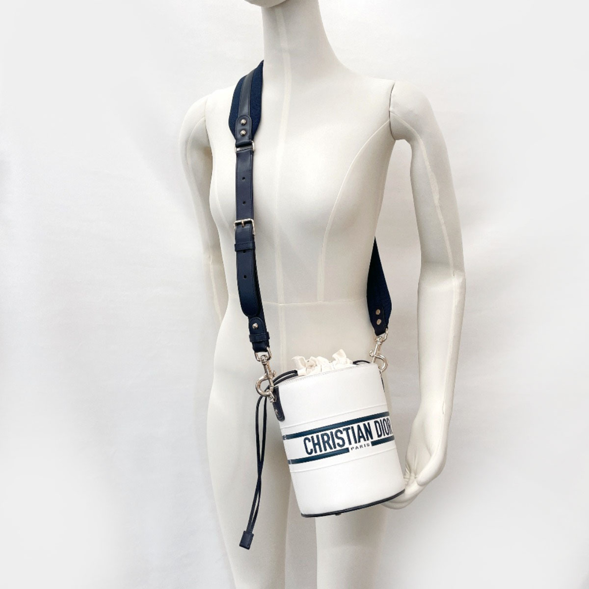 Christian Dior Dior Vibe Bucket Micro S6250OSGQ Handbag Leather White Women's