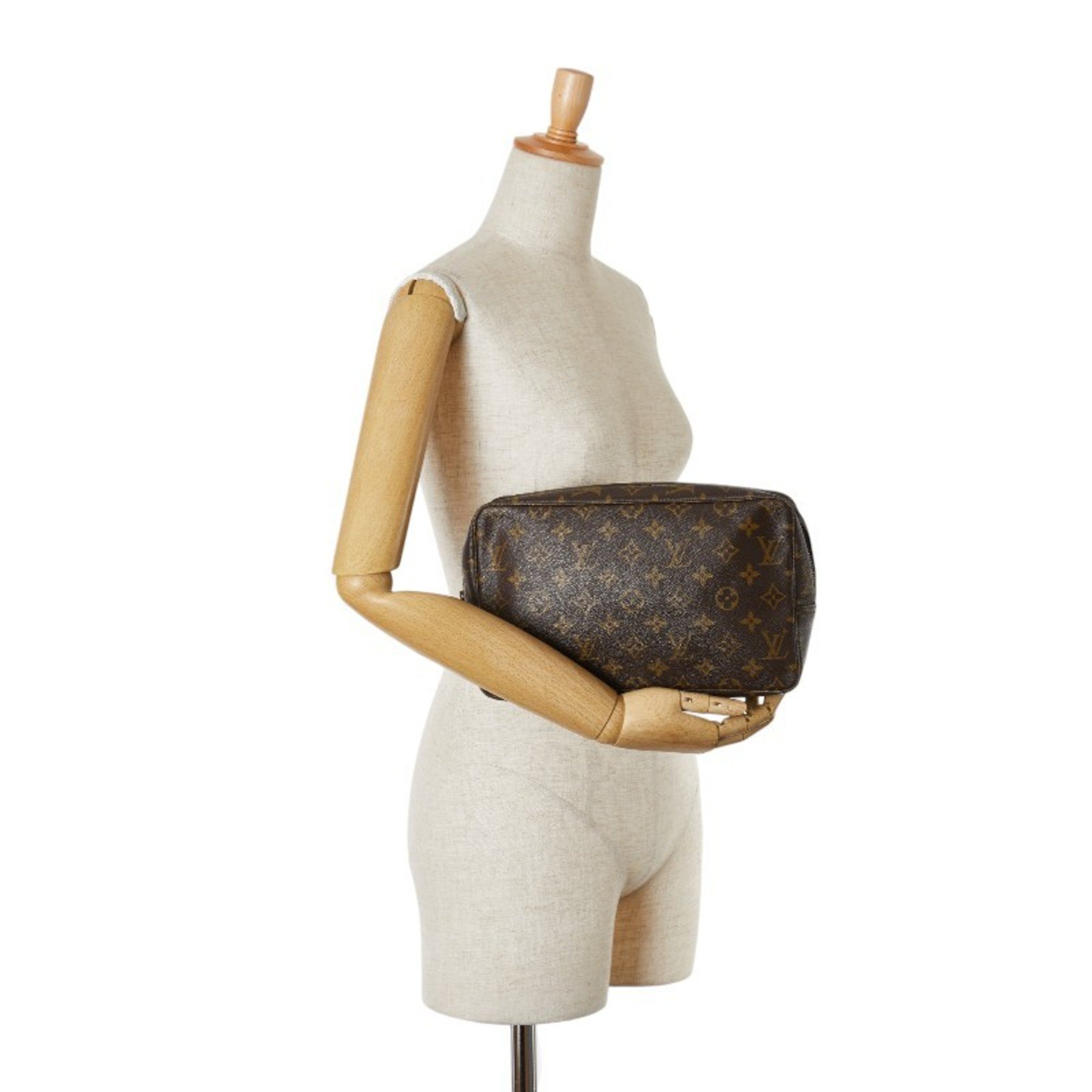 Louis Vuitton Monogram True Toilet 28 Second Bag Clutch M47522 Brown PVC Women's LOUIS VUITTON