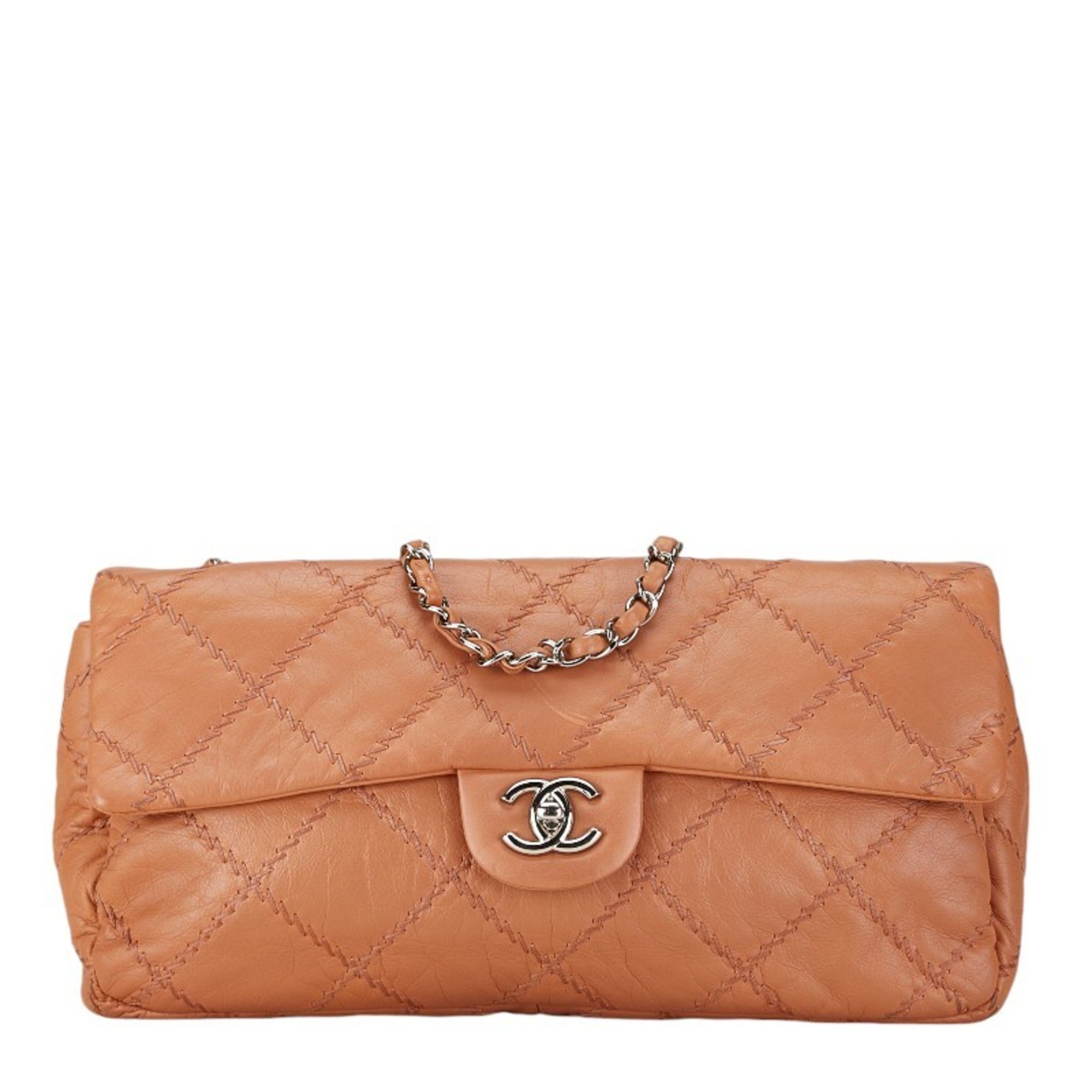 Chanel Ultra Stitch Chain Shoulder Bag, Beige Leather, Women's, CHANEL