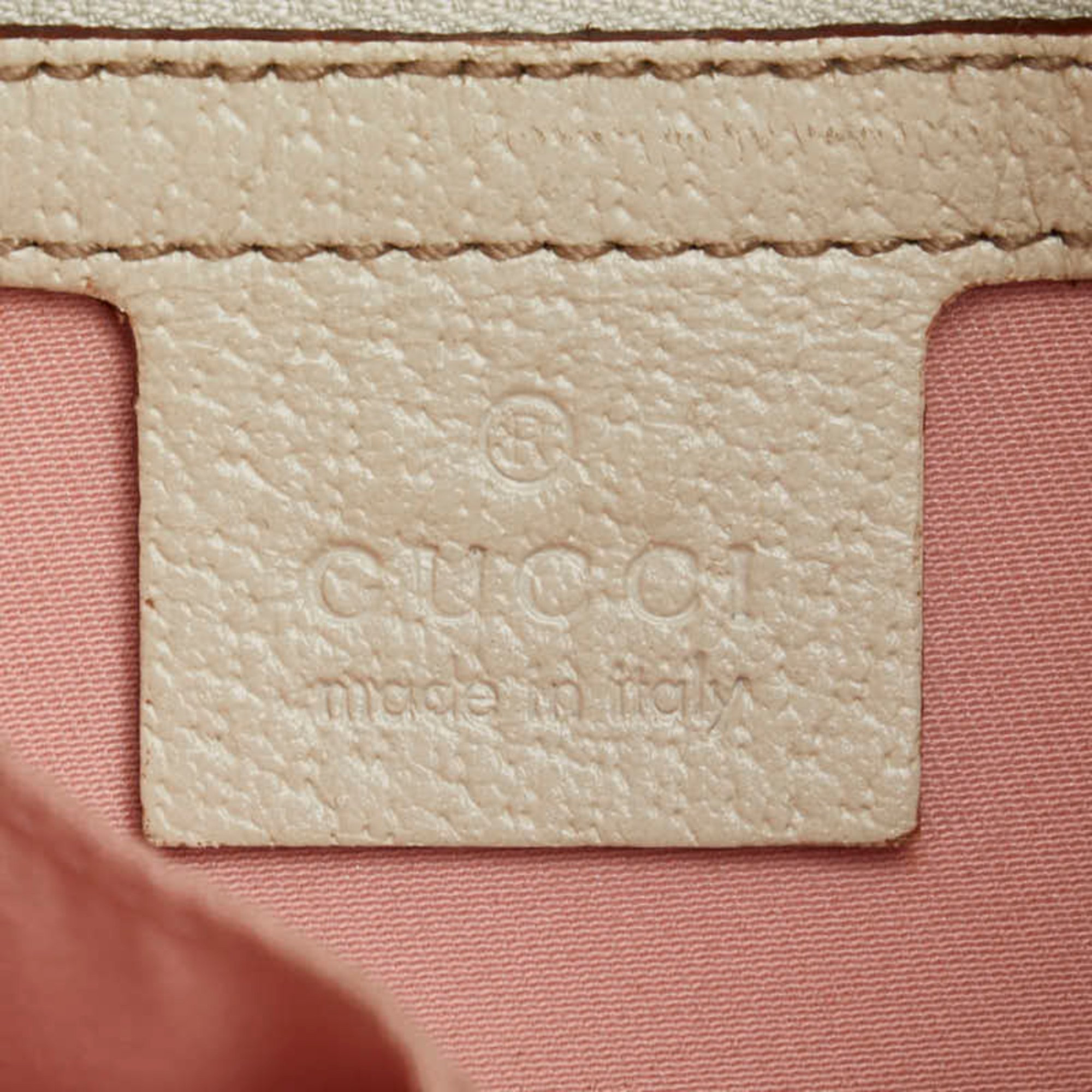 Gucci GG Canvas Shoulder Bag 144388 Pink Ivory Leather Women's GUCCI