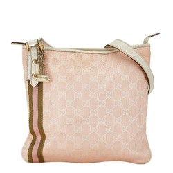 Gucci GG Canvas Shoulder Bag 144388 Pink Ivory Leather Women's GUCCI