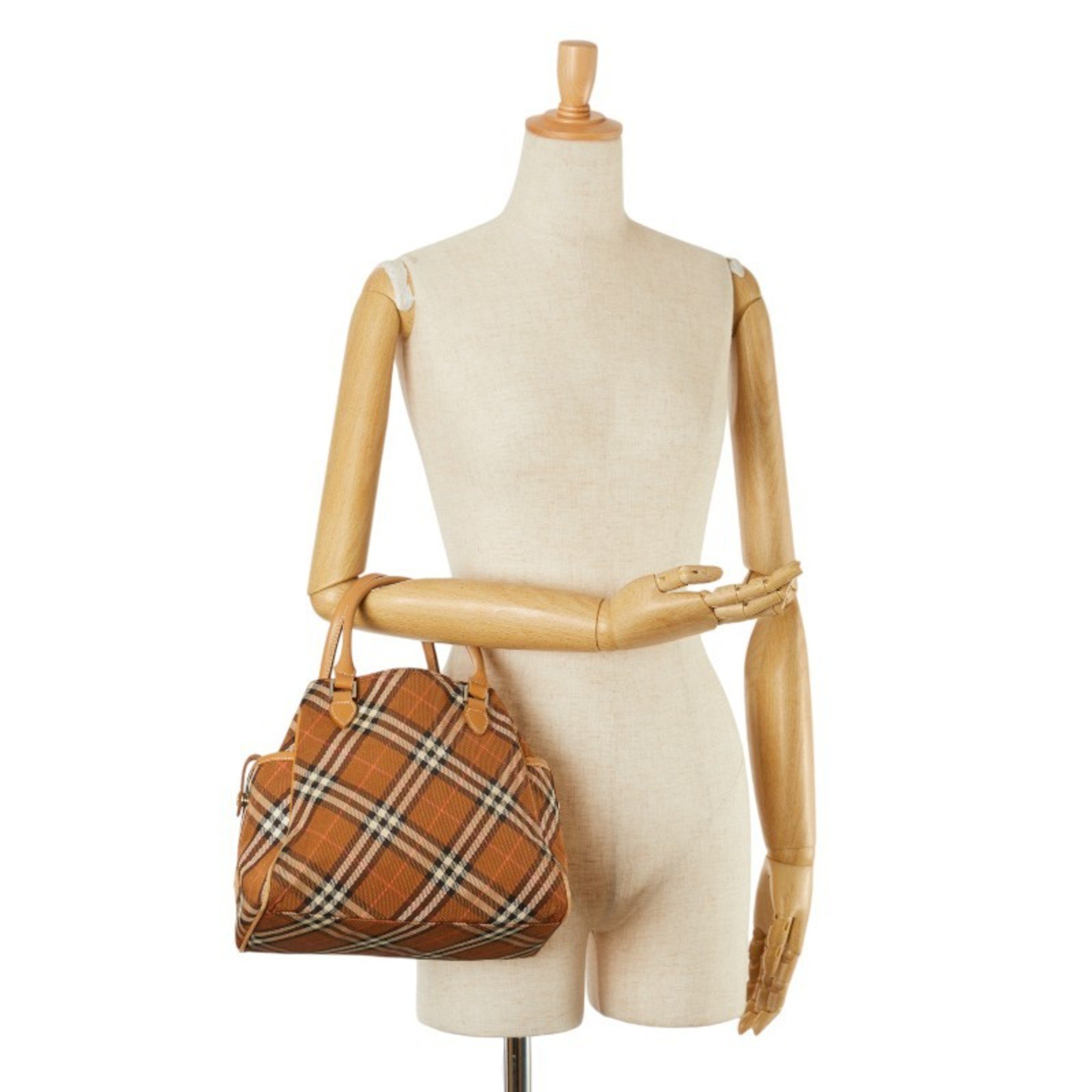 Burberry Nova Check Handbag Brown Beige Canvas Leather Women's BURBERRY