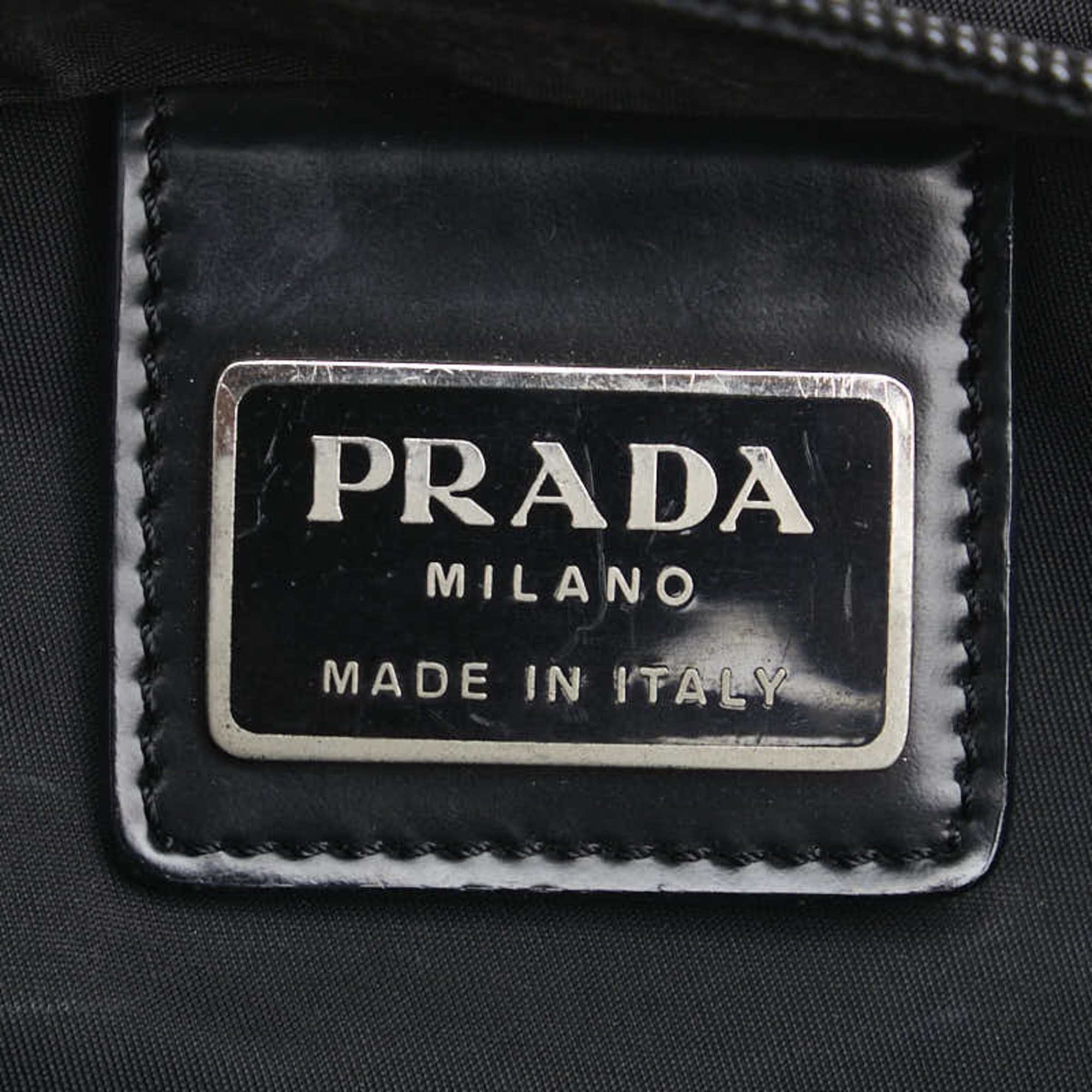 Prada Triangle Plate Shoulder Bag Black Nylon Women's PRADA