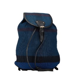 Burberry Check Backpack Blue Navy Multicolor Canvas Leather Women's BURBERRY