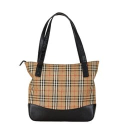 Burberry Nova Check Shadow Horse Handbag Tote Bag Beige Black Canvas Leather Women's BURBERRY