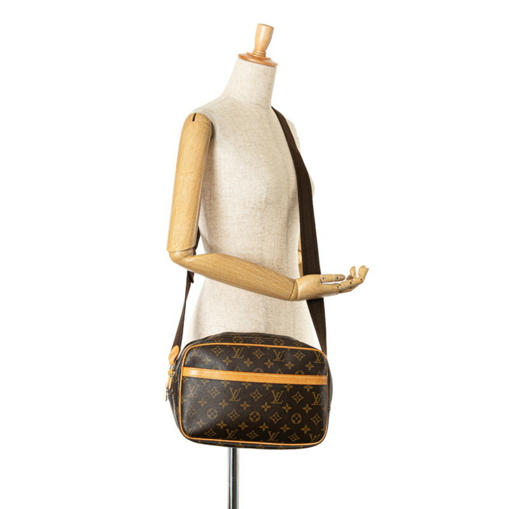 Louis Vuitton Monogram Reporter PM Shoulder Bag M45254 Brown PVC Leather Women's LOUIS VUITTON