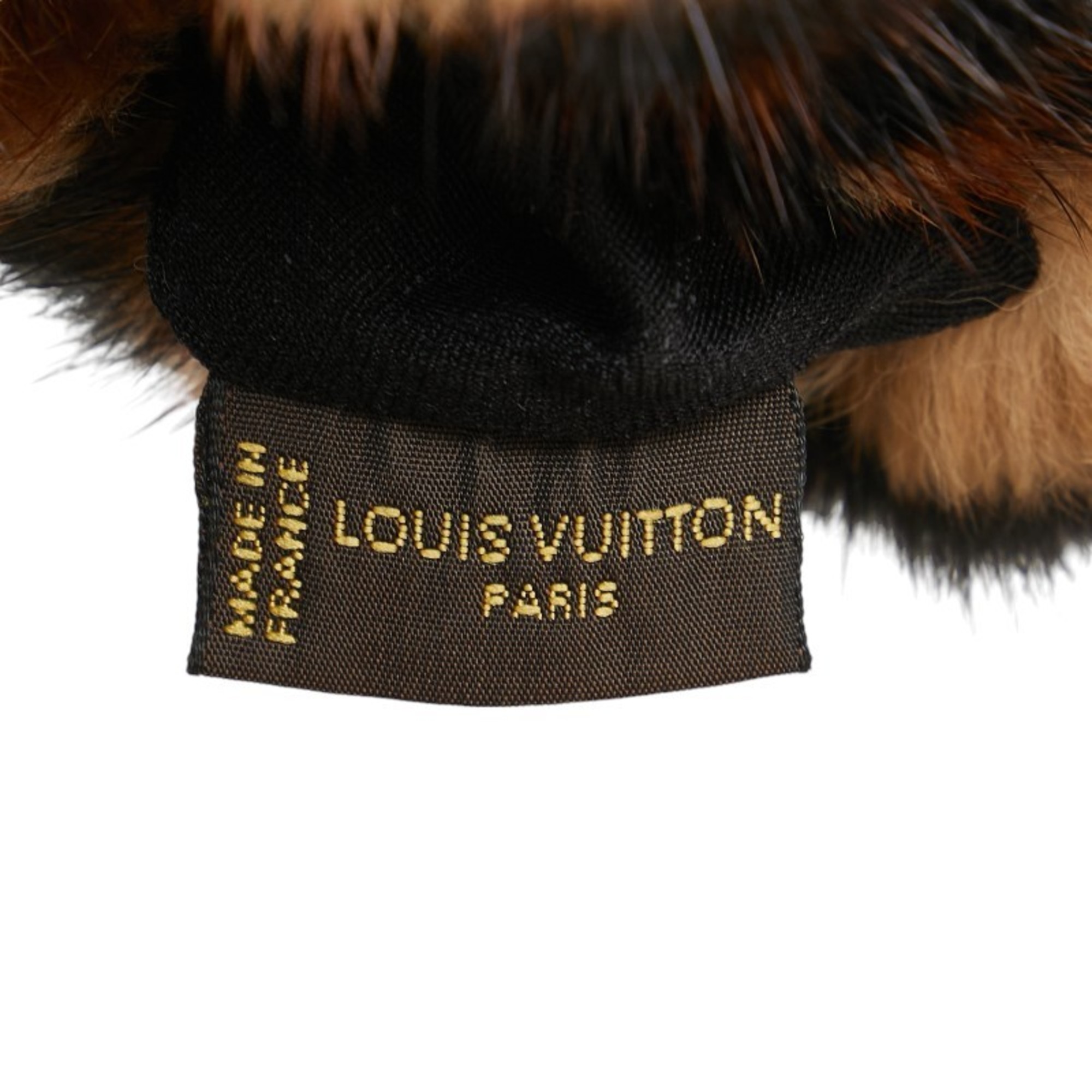 Louis Vuitton Mink Gloves 402820 Brown Black Cashmere Women's LOUIS VUITTON