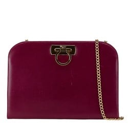 Salvatore Ferragamo Gancini Chain Shoulder Bag BV-210587 Purple Leather Women's