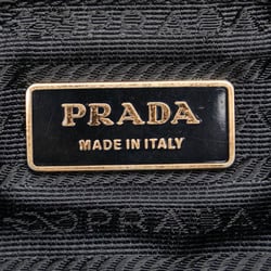 Prada Triangle Plate Handbag Black Brown Nylon Leather Women's PRADA