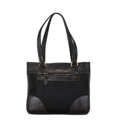 Prada Triangle Plate Handbag Black Brown Nylon Leather Women's PRADA