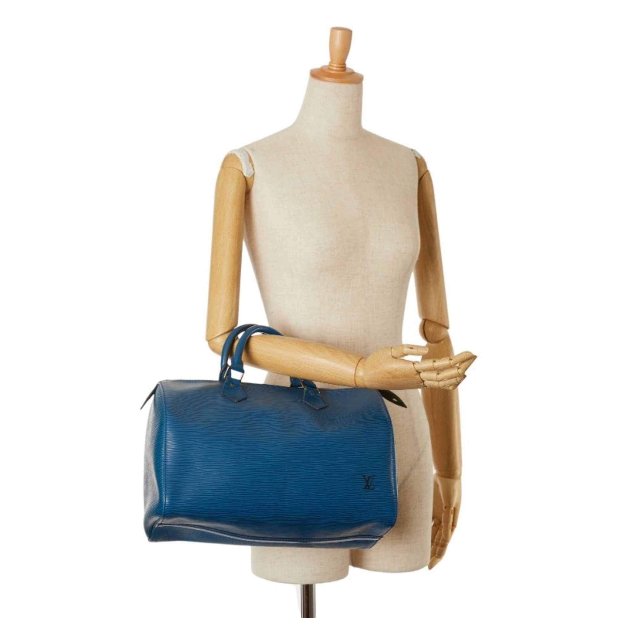 Louis Vuitton Epi Speedy 30 Handbag Boston Bag M43005 Toledo Blue Leather Women's LOUIS VUITTON