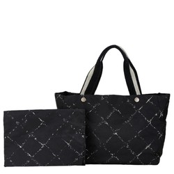 Chanel Travel Line Tote Bag MM Handbag Black Nylon Women's CHANEL