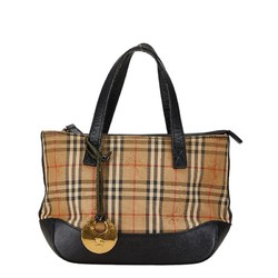 Burberry Nova Check Shadow Horse Handbag Beige Black Canvas Leather Women's BURBERRY