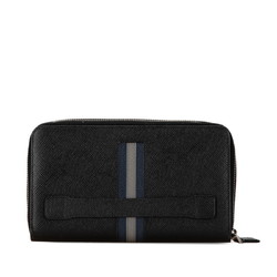 Prada Double Zip Organizer Long Wallet Black Saffiano Leather Women's PRADA