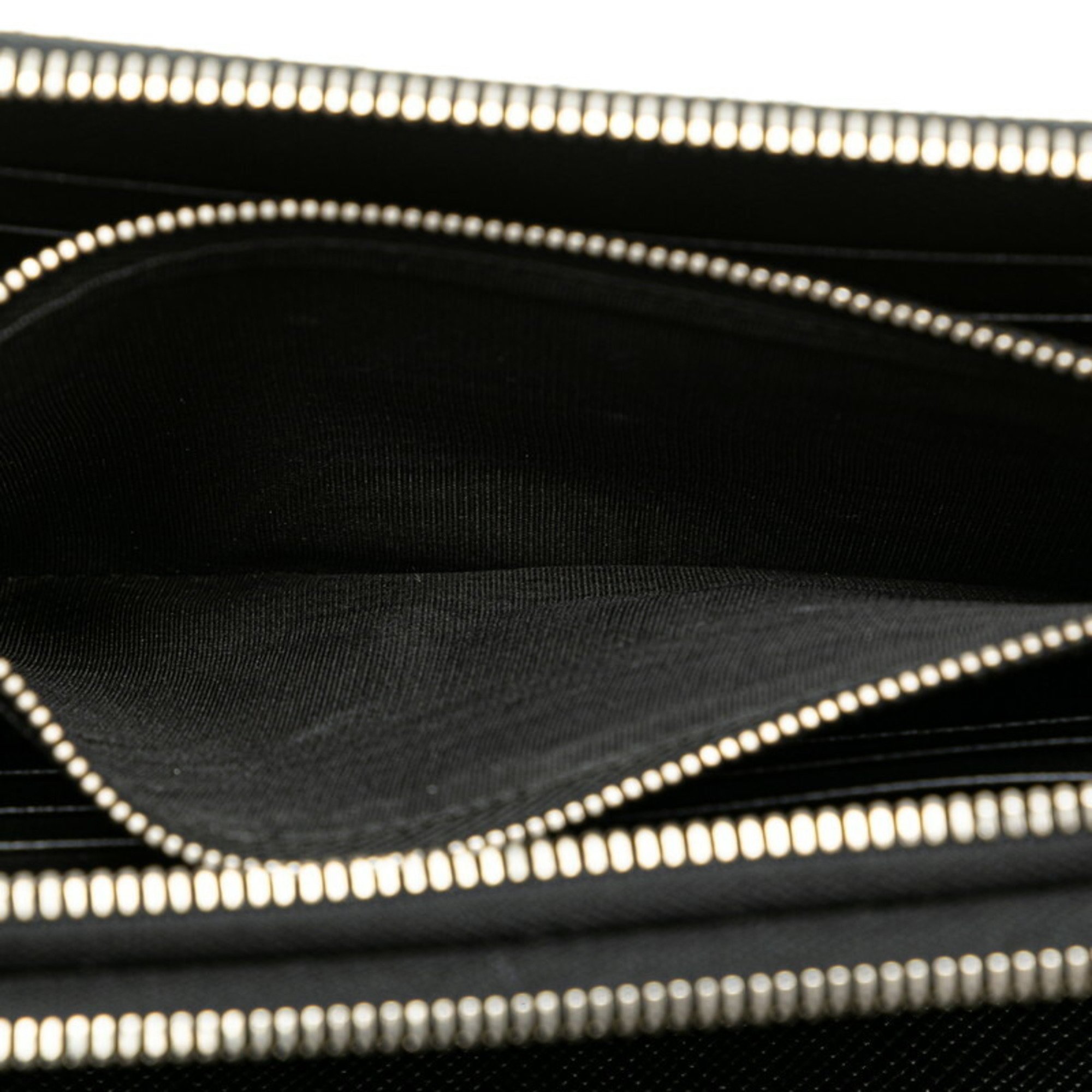 Prada Double Zip Organizer Long Wallet Black Saffiano Leather Women's PRADA