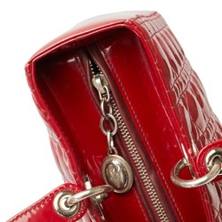 Christian Dior Dior Cannage Lady Handbag Shoulder Bag Red Patent Leather Women's