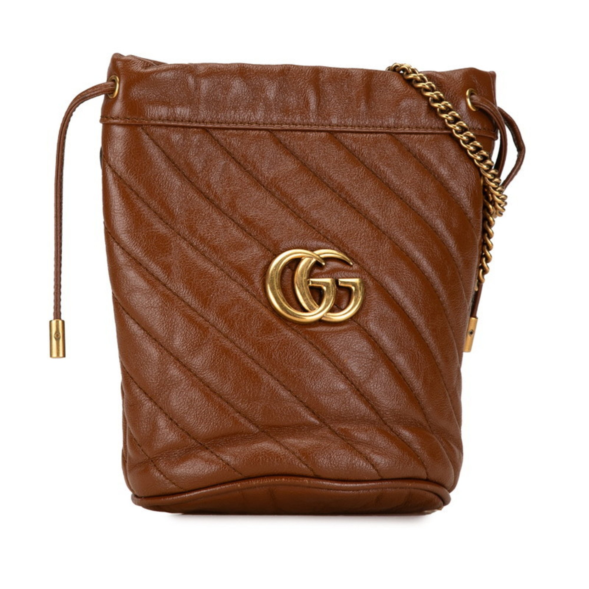 Gucci GG Marmont Chain Shoulder Bag 575163 Brown Leather Women's GUCCI