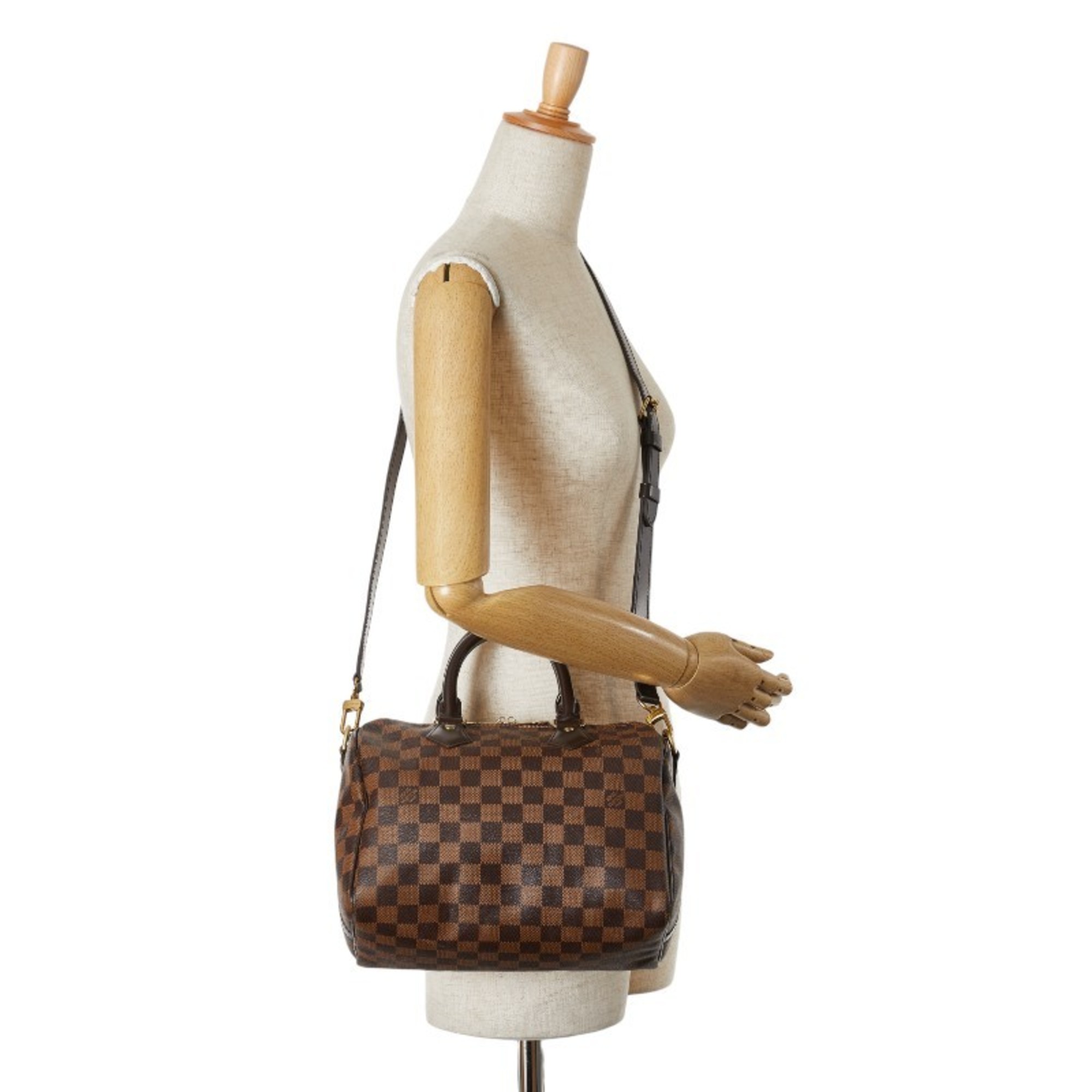 Louis Vuitton Damier Speedy Bandouliere 25 Handbag Shoulder Bag N41181 Brown PVC Leather Women's LOUIS VUITTON