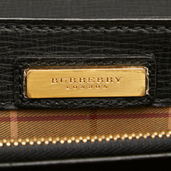 Burberry Check Clutch Bag Second Black Leather Women's BURBERRY