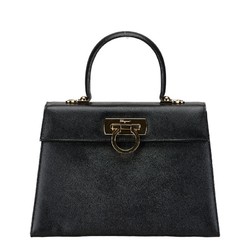 Salvatore Ferragamo Gancini Handbag Shoulder Bag AF-21 2181 Black Leather Women's