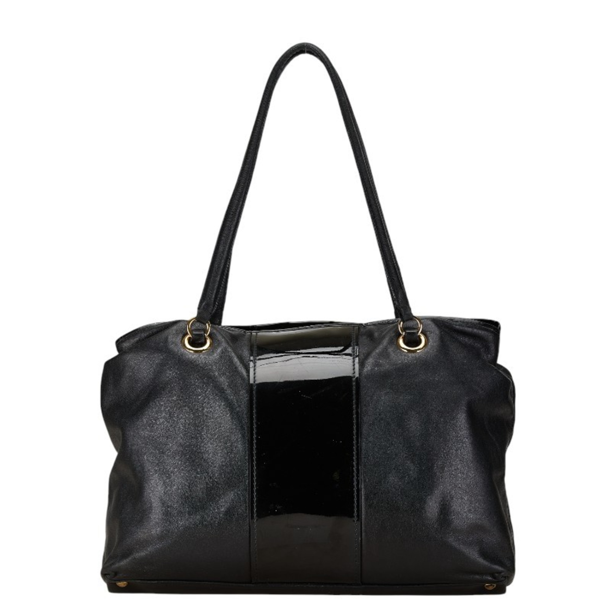 Salvatore Ferragamo Vara hardware tote bag handbag FJ-21E166 black leather enamel women's