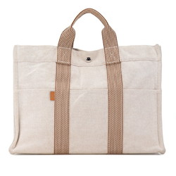 Hermes New Fool Tote MM Handbag Bag Beige Canvas Women's HERMES