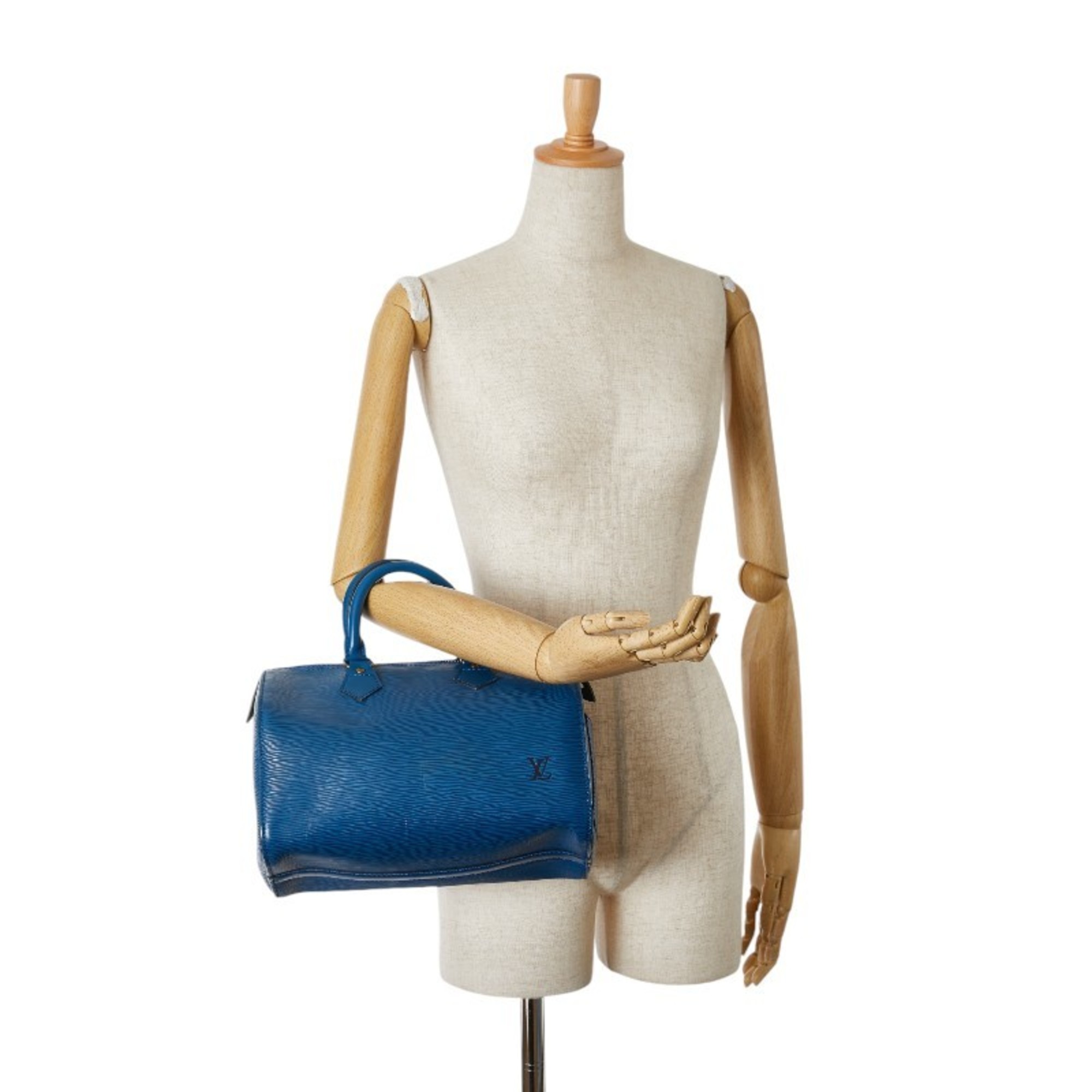 Louis Vuitton Epi Speedy 25 Handbag Boston Bag M43015 Toledo Blue Leather Women's LOUIS VUITTON