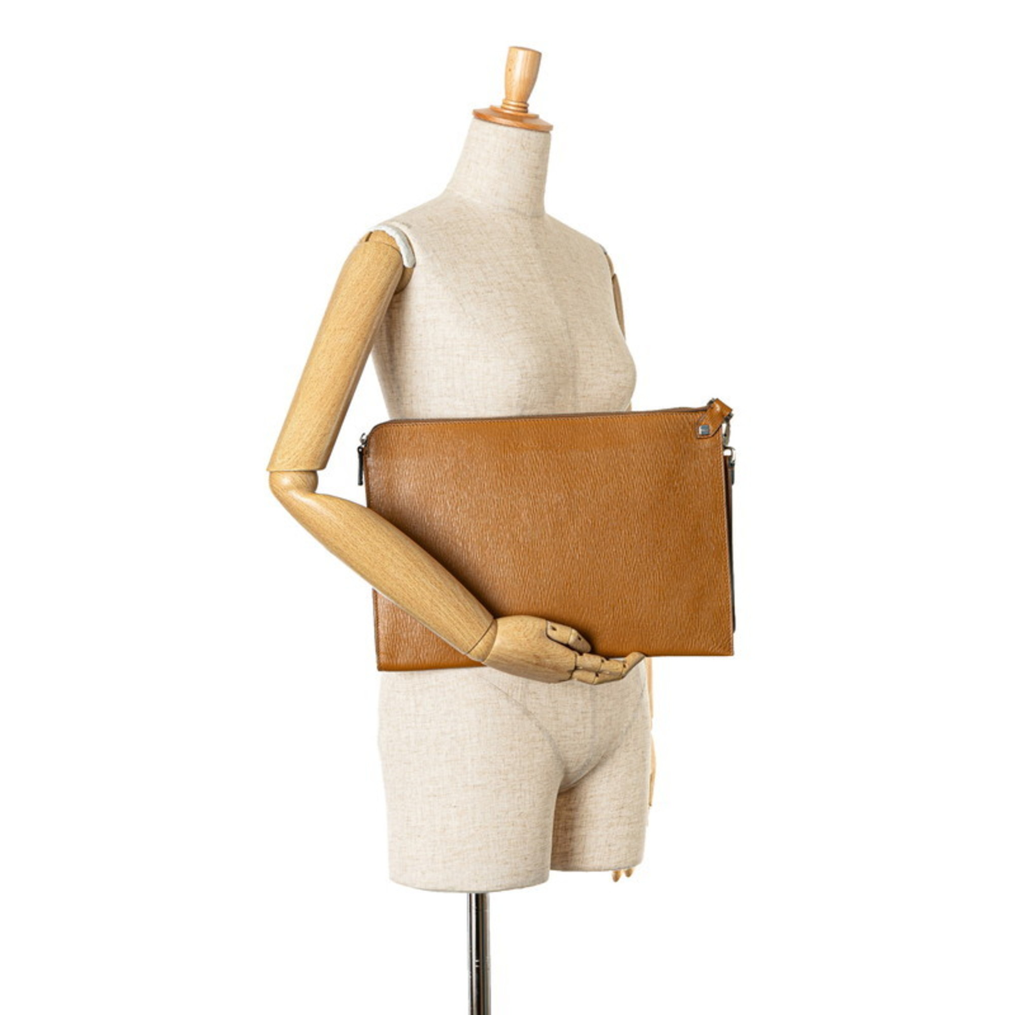 Salvatore Ferragamo Clutch Bag FZ-249406 Beige Leather Women's