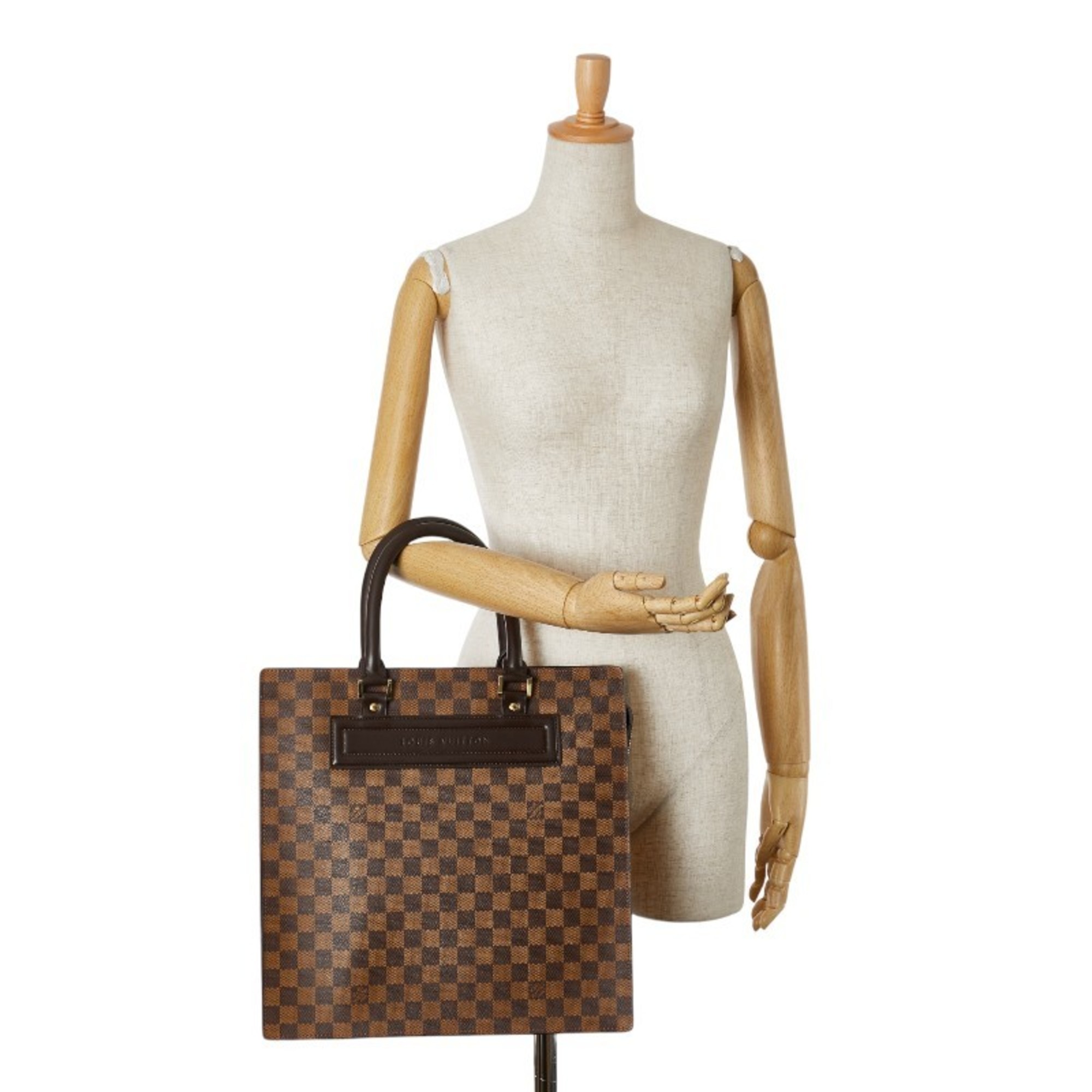 Louis Vuitton Damier Sac Plat Handbag N51140 Brown PVC Leather Women's LOUIS VUITTON