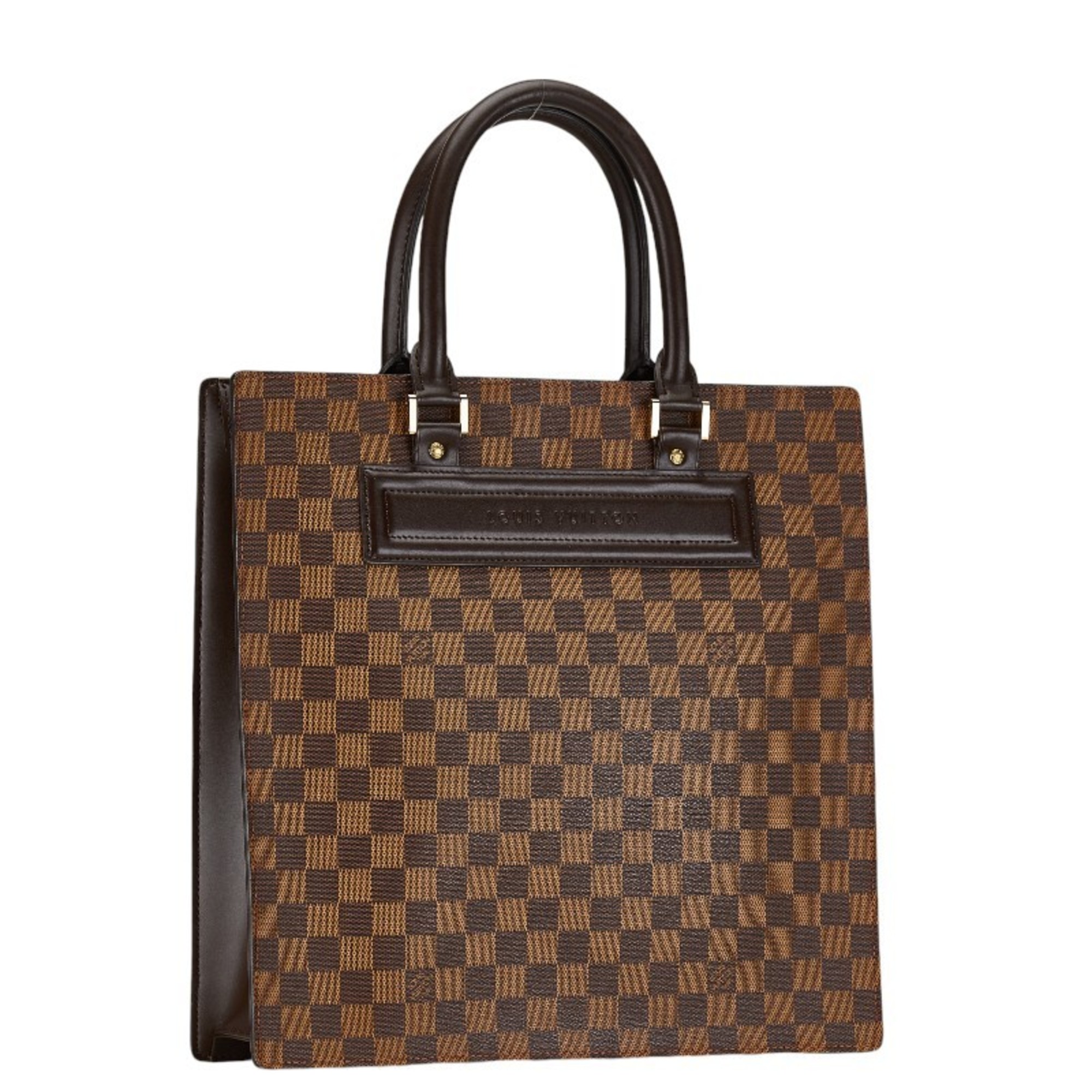 Louis Vuitton Damier Sac Plat Handbag N51140 Brown PVC Leather Women's LOUIS VUITTON