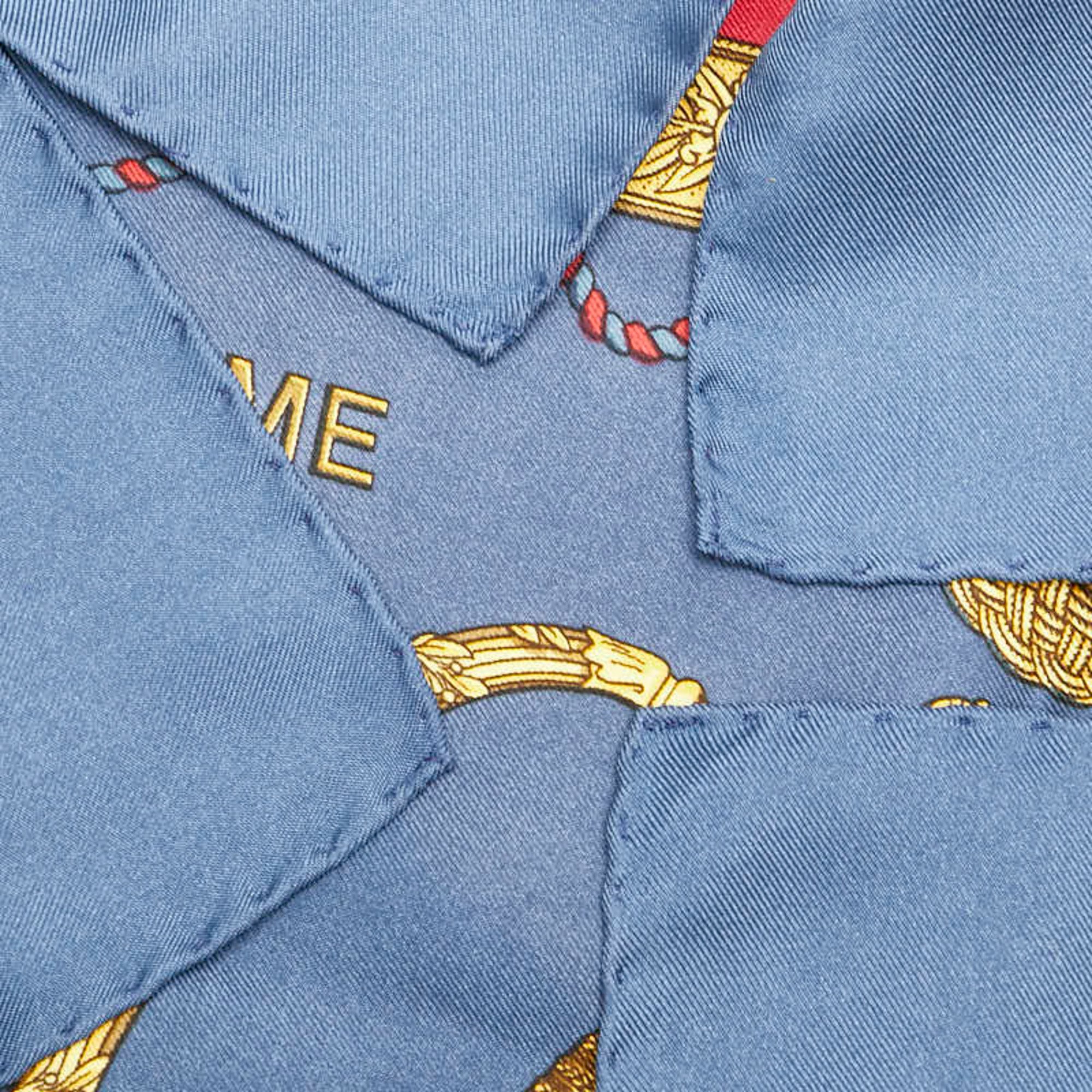 Hermes Carre 90 GRAND UNIFORME Grand Uniform Scarf Muffler Navy Gold Multicolor Silk Women's HERMES