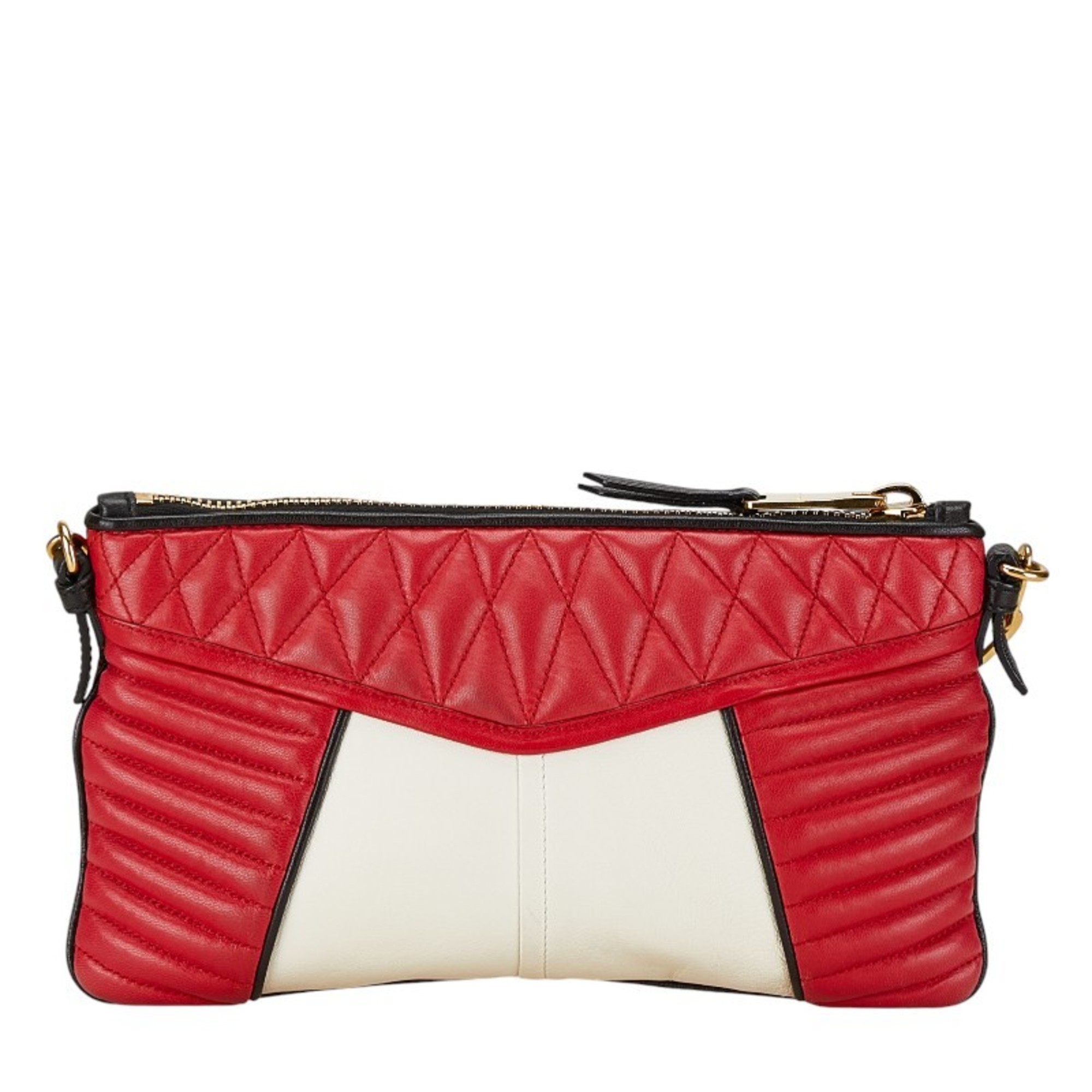 Miu Miu Miu Handbag Shoulder Bag RP0367 Red White Black Leather Women's MIUMIU