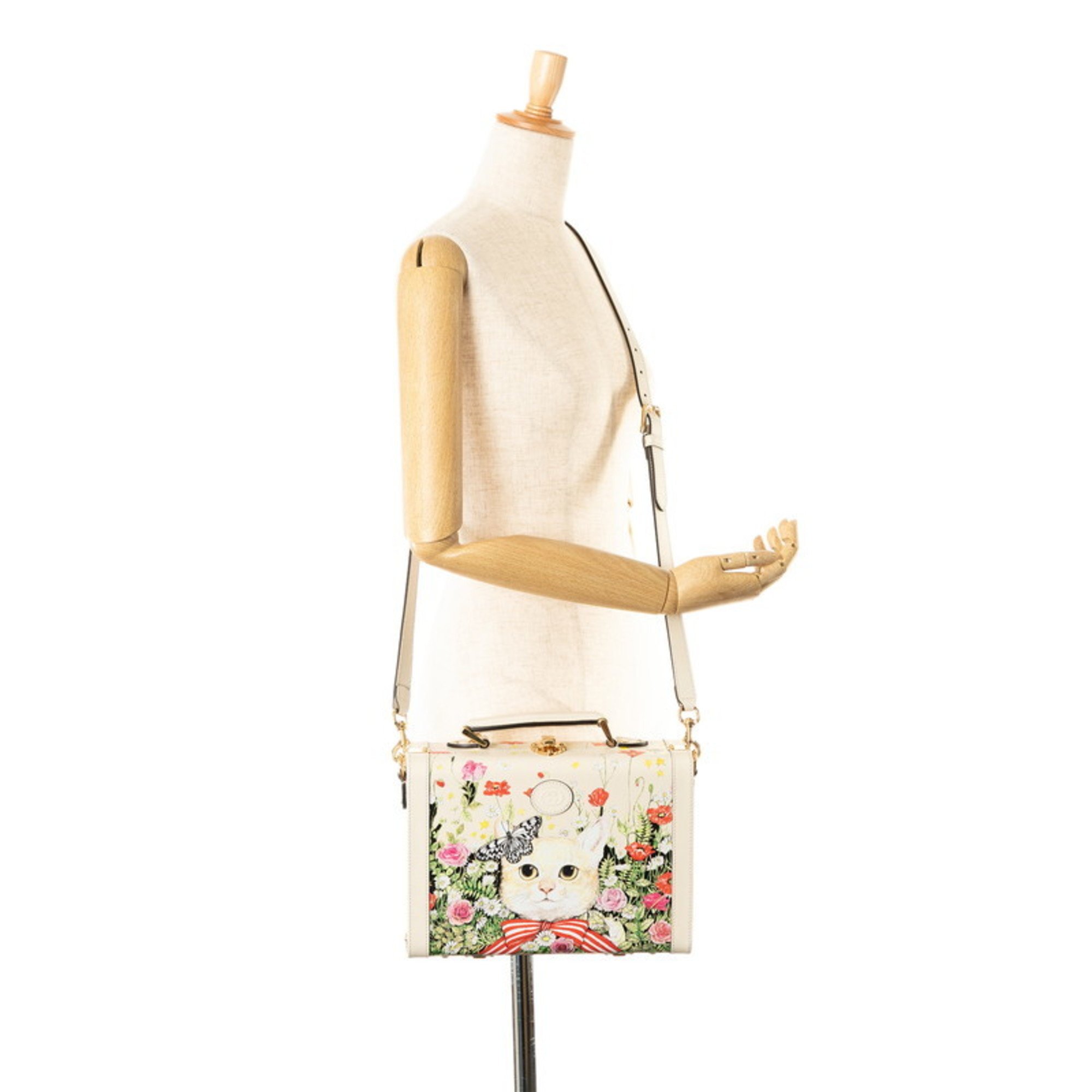 Gucci x Yuko Higuchi Limited Edition Trunk Case Shoulder Bag 633587 Ivory Multicolor Leather Women's GUCCI