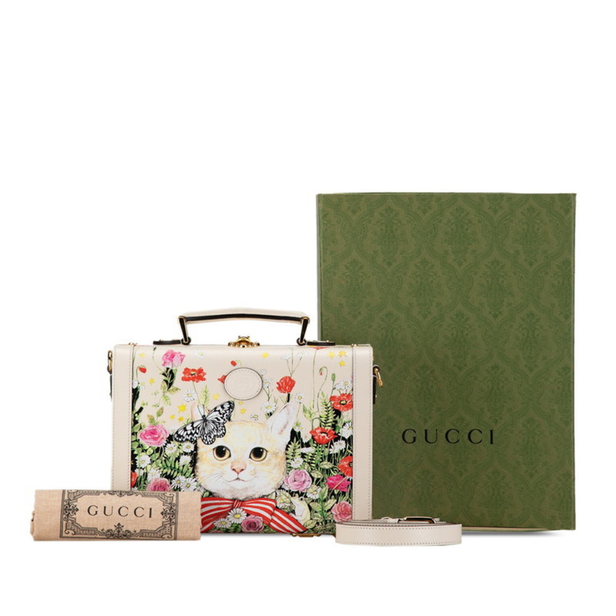 Gucci x Yuko Higuchi Limited Edition Trunk Case Shoulder Bag 633587 Ivory Multicolor Leather Women's GUCCI