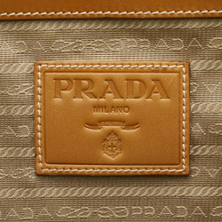 Prada Jacquard Boston Bag Travel V410/A Beige Canvas Leather Women's PRADA