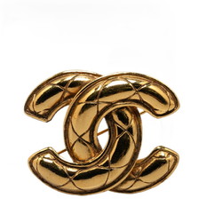 Chanel Coco Mark Matelasse Brooch Gold Plated Women's CHANEL